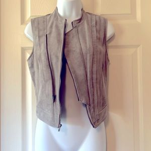 BCBG moto vest in dove